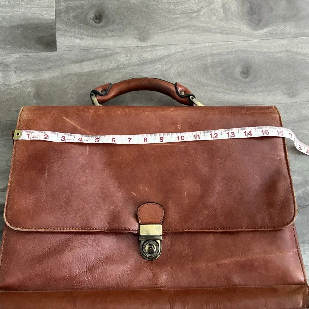 Avenues America‎ Vintage Leather Briefcase Portfolio Messenger Bag brown
